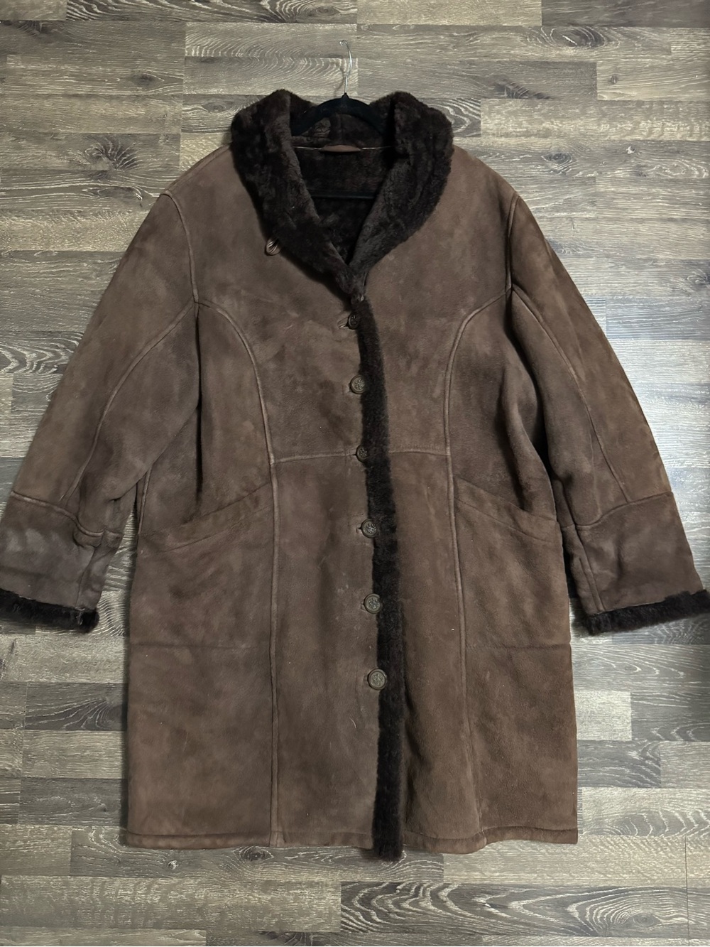 Vintage Brown suede Shearling Coat - Luxe Warmth